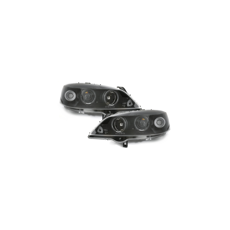 Phares Opel Astra Gauche 98-04  avec anneaux lumineux angel eyes _ RHD  Noir
