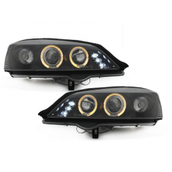 Phares Opel Astra Gauche 98-04  avec anneaux lumineux angel eyes  Noir