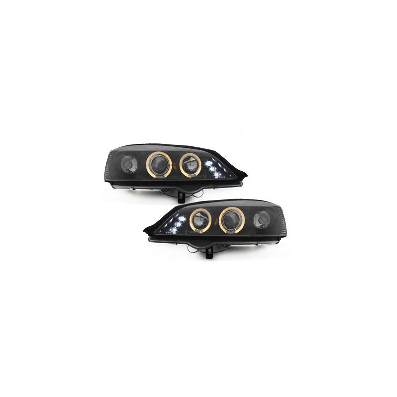 Phares Opel Astra Gauche 98-04  avec anneaux lumineux angel eyes  Noir