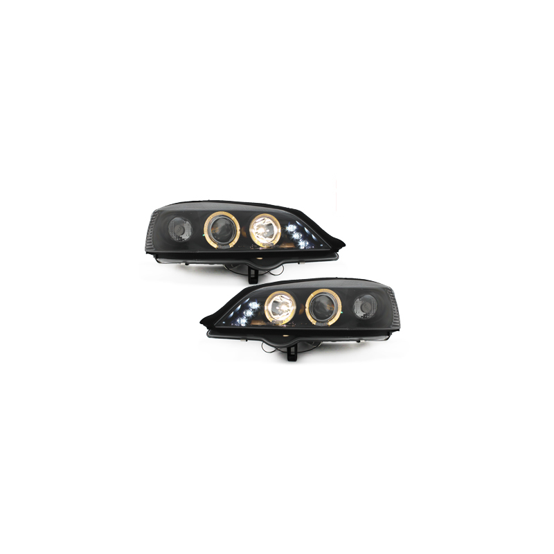 Phares Opel Astra Gauche 98-04  avec anneaux lumineux angel eyes  Noir