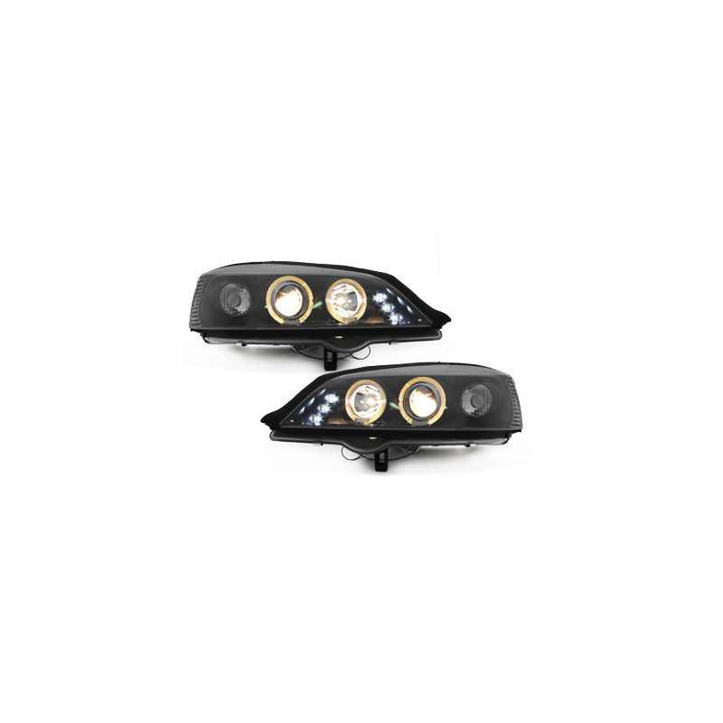 Phares Opel Astra Gauche 98-04  avec anneaux lumineux angel eyes  Noir
