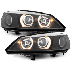 Phares Opel Astra Gauche 98-04  avec 2 Anneaux lumineux Angel Eyes  Noir