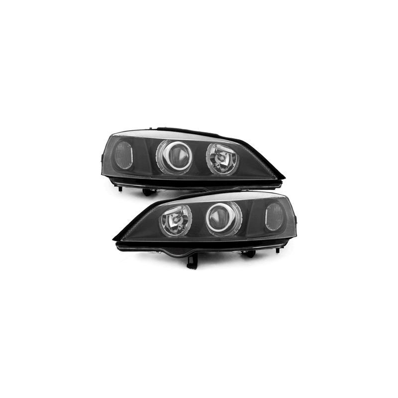 Phares Opel Astra Gauche 98-04  avec 2 Anneaux lumineux Angel Eyes  Noir