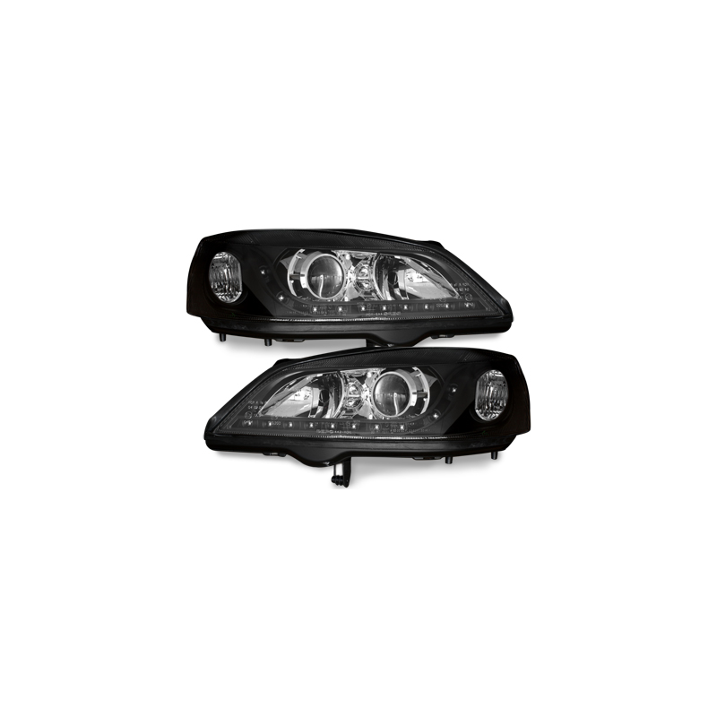 Phares DAYLINE Opel Astra Gauche 98-04  avec feux diurne LED  Noir