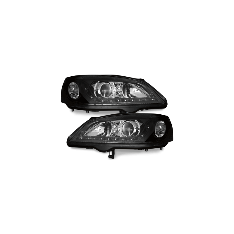 Phares DAYLINE Opel Astra Gauche 98-04  avec feux diurne LED  Noir