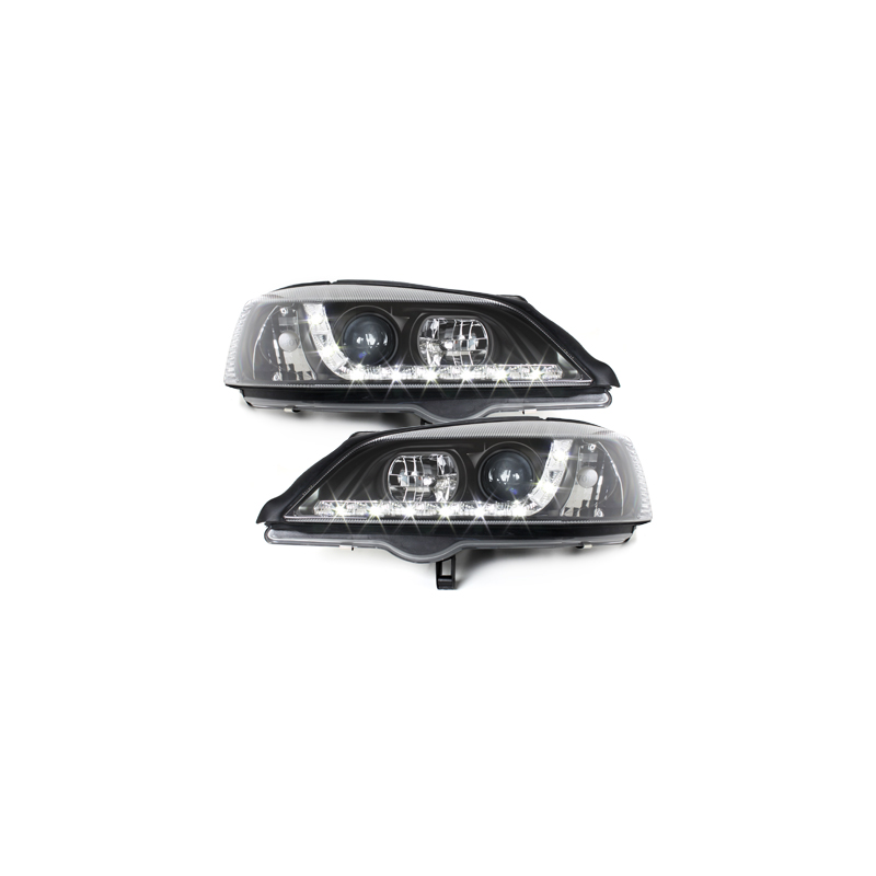 Phares DAYLINE Opel Astra Gauche 98-04  avec feux diurne LED  Noir