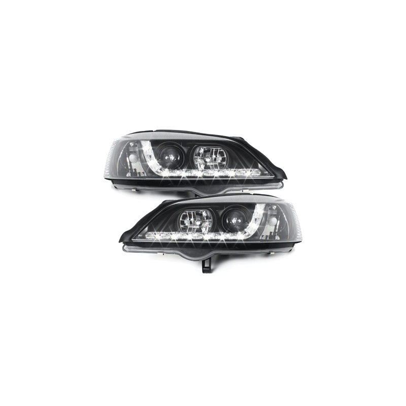 Phares DAYLINE Opel Astra Gauche 98-04  avec feux diurne LED  Noir