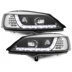Phares DAYLINE Opel Astra Gauche 98-04  avec feux diurne LED  Noir