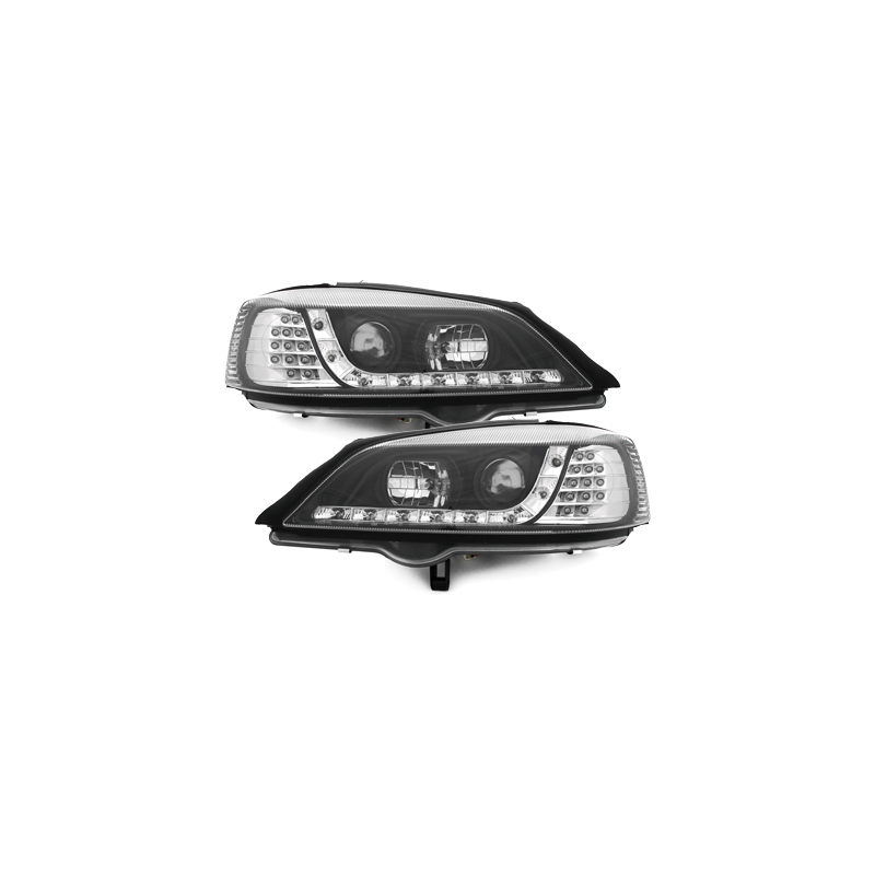 Phares DAYLINE Opel Astra Gauche 98-04  avec feux diurne LED  Noir