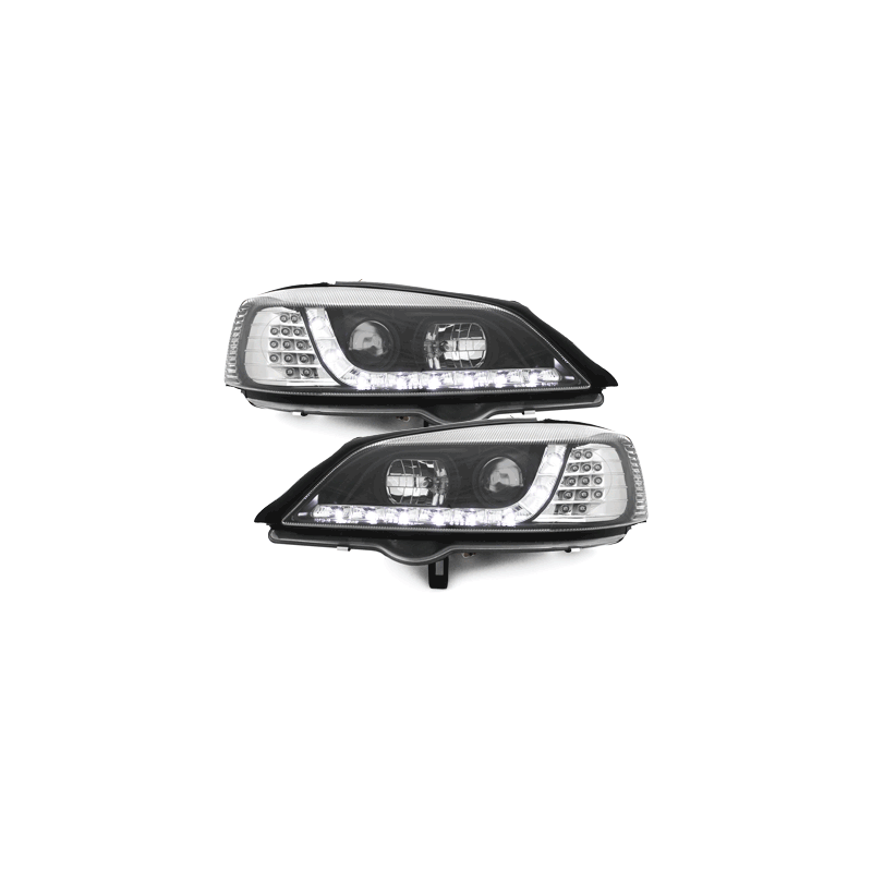 Phares DAYLINE Opel Astra Gauche 98-04  avec feux diurne LED  Noir