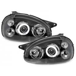 Phares Opel Corsa B 3/5T 03.93-01  avec anneaux lumineux angel eyes CCFL  Noir