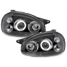 Phares Opel Corsa B 3/5T 03.93-01 avec anneaux lumineux angel eyes CCFL Noir Phares Opel Corsa B 3/5T 03.93-01 avec anneaux lumineux angel eyes CCFL Noir