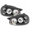 Phares Opel Corsa B 3/5T 03.93-01 avec anneaux lumineux angel eyes CCFL Noir Phares Opel Corsa B 3/5T 03.93-01 avec anneaux lumineux angel eyes CCFL Noir