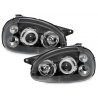 Phares Opel Corsa B 3/5T 03.93-01 avec anneaux lumineux angel eyes CCFL Noir Phares Opel Corsa B 3/5T 03.93-01 avec anneaux lumineux angel eyes CCFL Noir