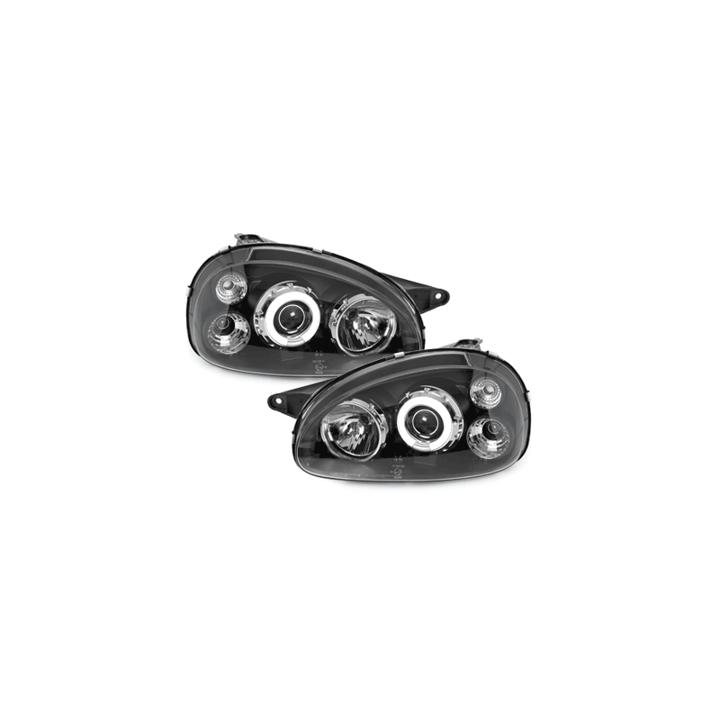 Phares Opel Corsa B 3/5T 03.93-01  avec anneaux lumineux angel eyes CCFL  Noir