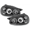 Phares Opel Corsa B 3/5T 03.93-01 avec anneaux lumineux angel eyes CCFL Noir Phares Opel Corsa B 3/5T 03.93-01 avec anneaux lumineux angel eyes CCFL Noir