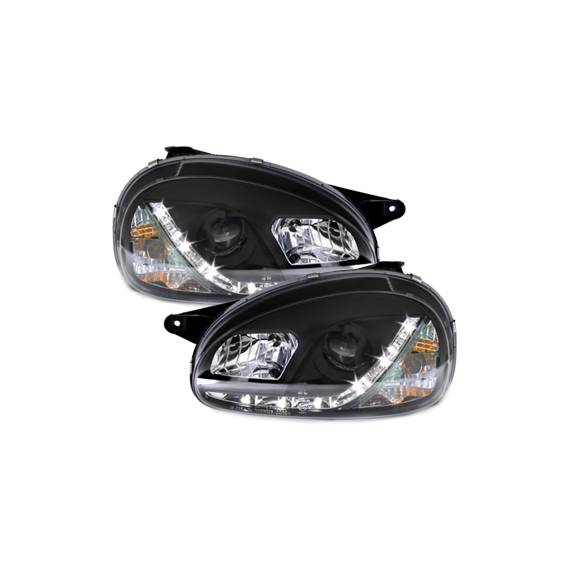 Phares DAYLINE Opel Corsa B 3/5T  avec Feux Diurne LED Noir