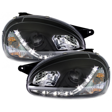 Phares DAYLINE Opel Corsa B 3/5T  avec Feux Diurne LED Noir