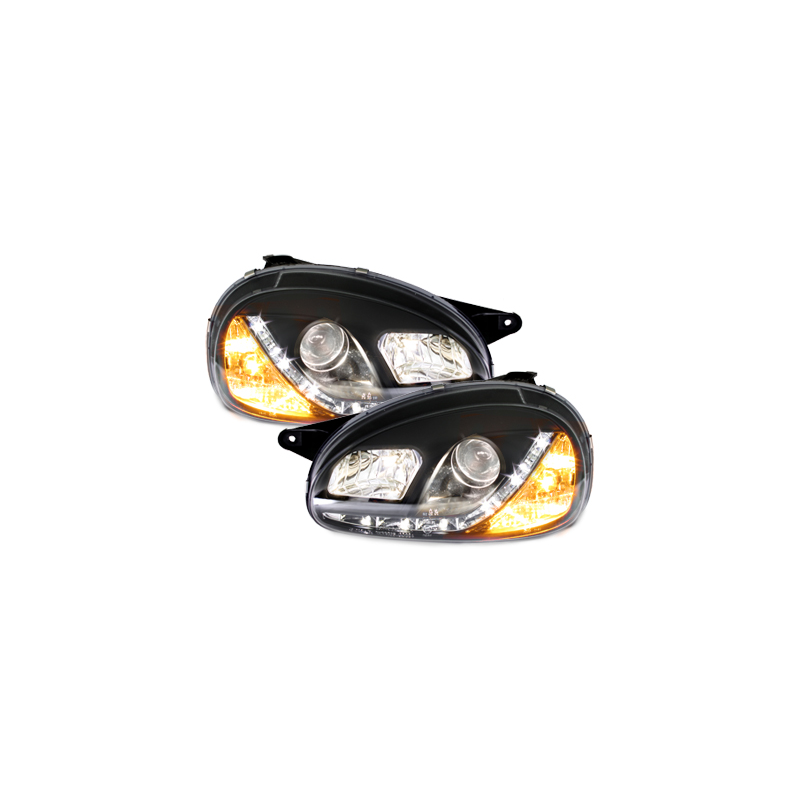 Phares DAYLINE Opel Corsa B 3/5T  avec Feux Diurne LED Noir