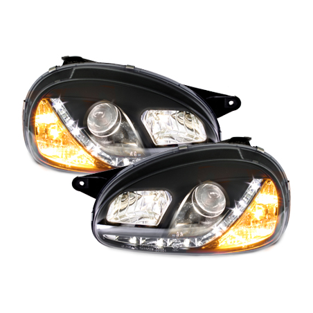 Phares DAYLINE Opel Corsa B 3/5T  avec Feux Diurne LED Noir