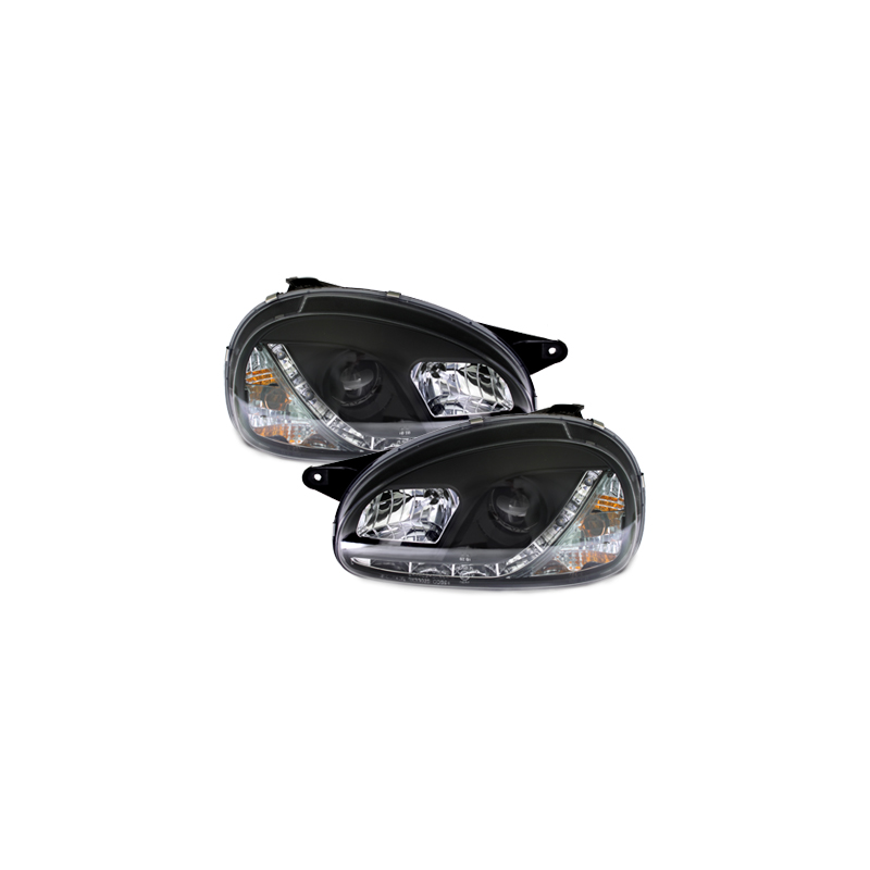 Phares DAYLINE Opel Corsa B 3/5T  avec Feux Diurne LED Noir