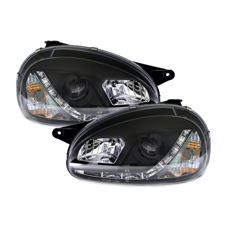 Phares DAYLINE Opel Corsa B 3/5T  avec Feux Diurne LED Noir