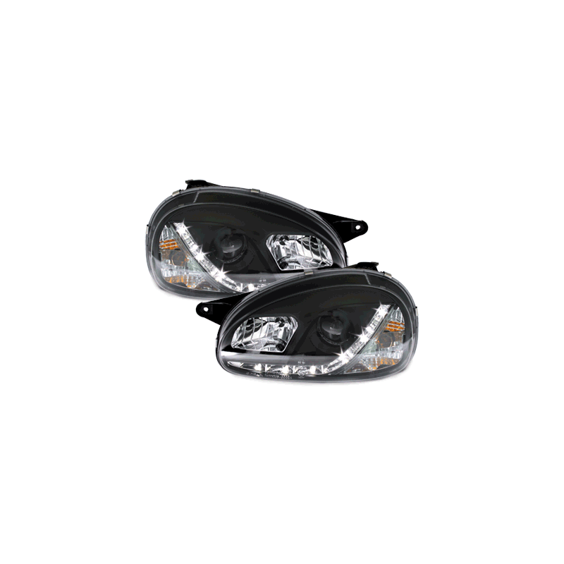 Phares DAYLINE Opel Corsa B 3/5T  avec Feux Diurne LED Noir