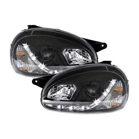 Phares DAYLINE Opel Corsa B 3/5T  avec Feux Diurne LED Noir