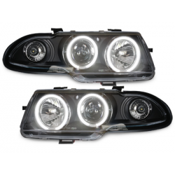 Phares Opel Astra F 91-94  avec anneaux lumineux angel eyes CCFL  Noir