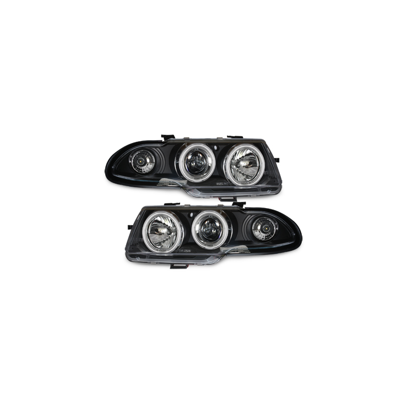 Phares Opel Astra F 91-94  avec anneaux lumineux angel eyes CCFL  Noir