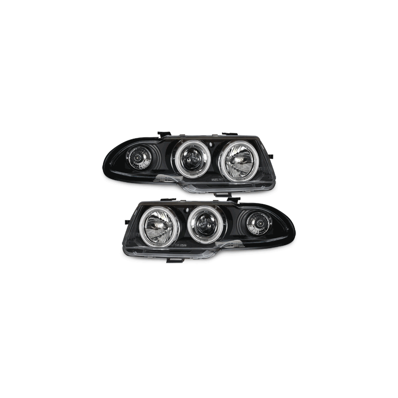Phares Opel Astra F 91-94  avec anneaux lumineux angel eyes CCFL  Noir