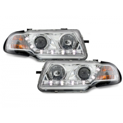 Phares DAYLINE Opel Astra F 91-94  avec feux diurne LED  Chrome