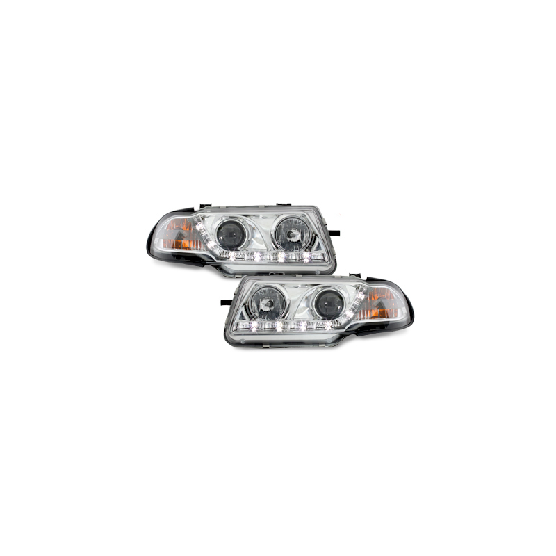 Phares DAYLINE Opel Astra F 91-94  avec feux diurne LED  Chrome