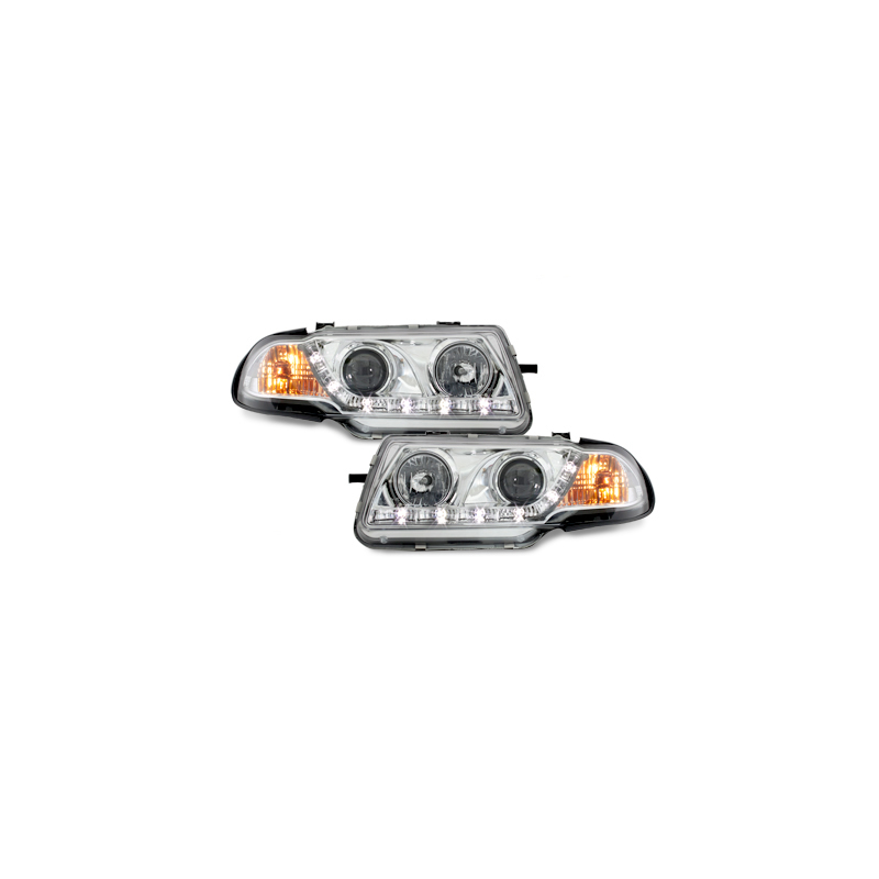 Phares DAYLINE Opel Astra F 91-94  avec feux diurne LED  Chrome