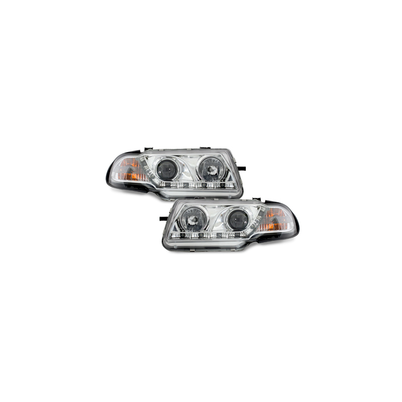 Phares DAYLINE Opel Astra F 91-94  avec feux diurne LED  Chrome