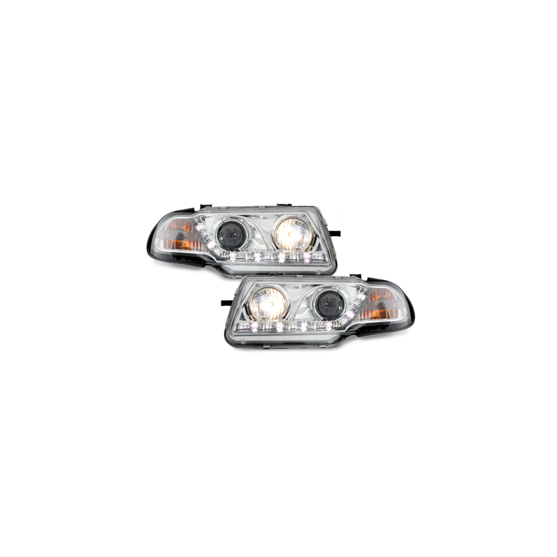 Phares DAYLINE Opel Astra F 91-94  avec feux diurne LED  Chrome