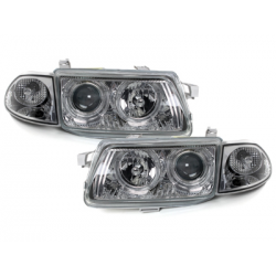 Phares Opel Astra F 91-98  avec 2 Anneaux lumineux Angel Eyes   Chrome