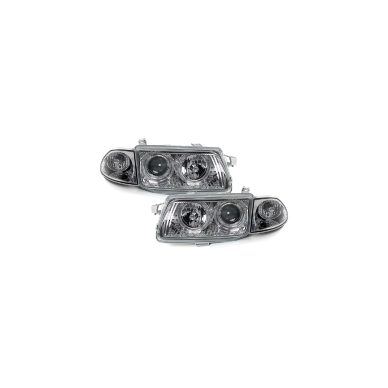 Phares Opel Astra F 91-98  avec 2 Anneaux lumineux Angel Eyes   Chrome