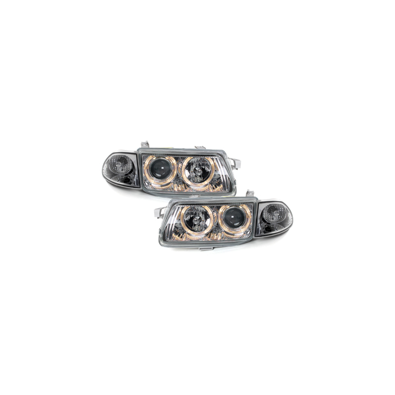 Phares Opel Astra F 91-98  avec 2 Anneaux lumineux Angel Eyes   Chrome