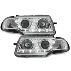 Phares DAYLINE Opel Astra F 95-98  avec feux diurne LED  Chrome