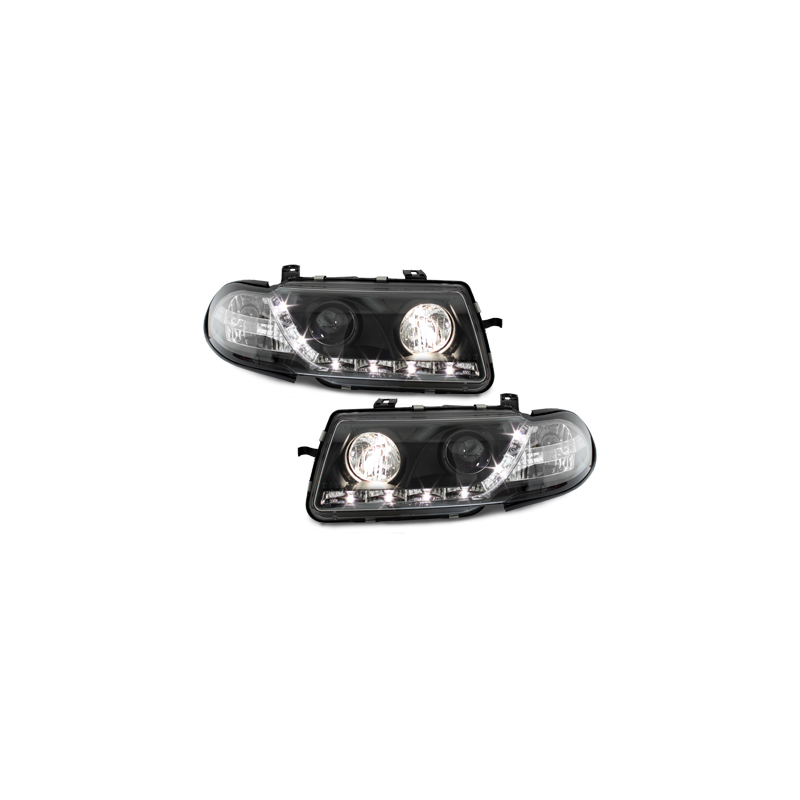Phares DAYLINE Opel Astra F 95-98  avec feux diurne LED  Noir