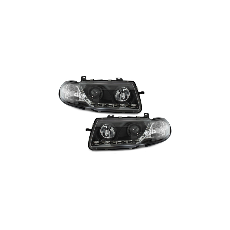 Phares DAYLINE Opel Astra F 95-98  avec feux diurne LED  Noir