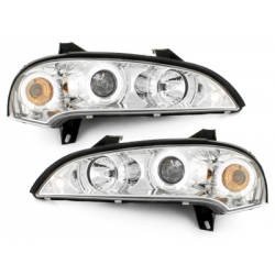 Phares Opel Tigra 94-00  avec 2 Anneaux lumineux Angel Eyes  Chrome