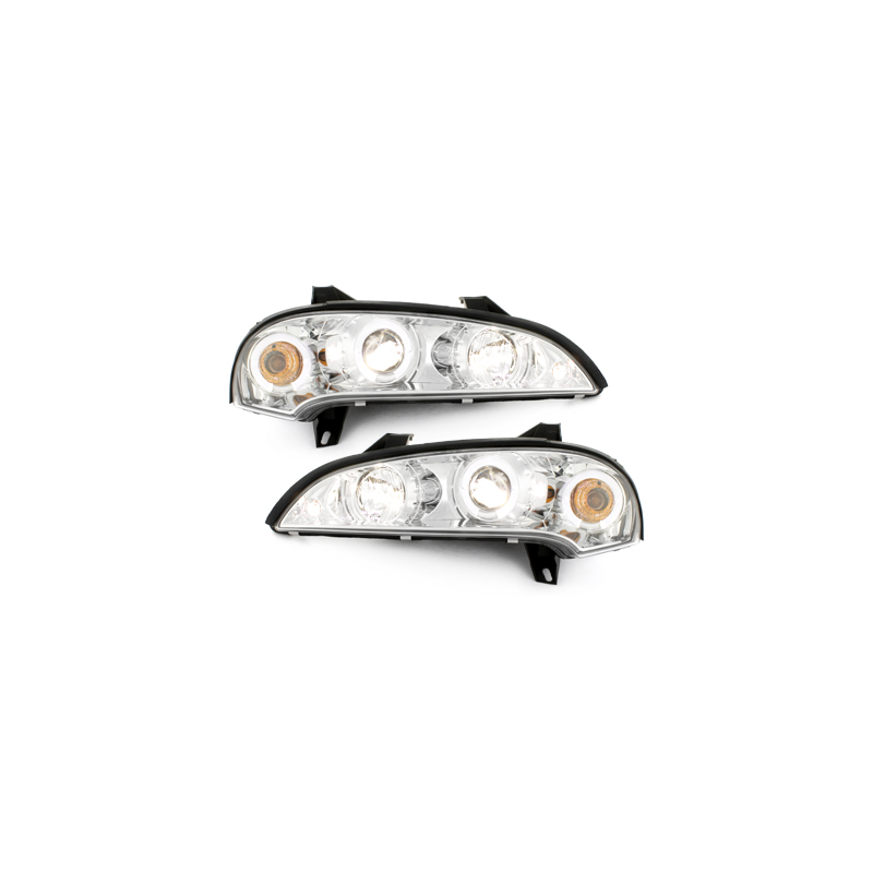 Phares Opel Tigra 94-00  avec 2 Anneaux lumineux Angel Eyes  Chrome