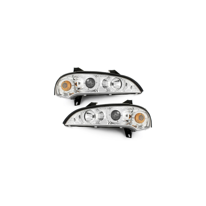 Phares Opel Tigra 94-00  avec 2 Anneaux lumineux Angel Eyes  Chrome
