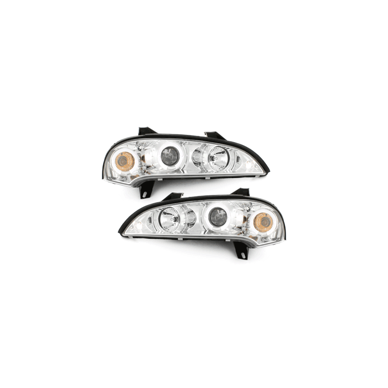 Phares Opel Tigra 94-00  avec 2 Anneaux lumineux Angel Eyes  Chrome