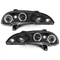 Phares Opel Tigra 94-00  avec 2 Anneaux lumineux Angel Eyes  Noir