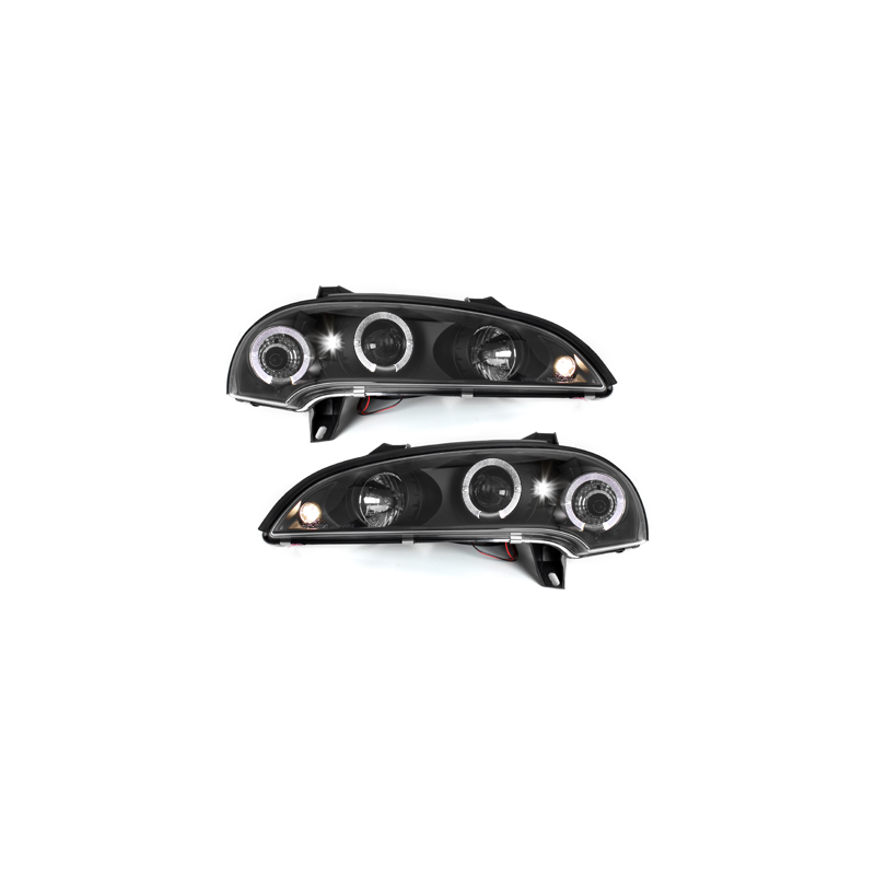 Phares Opel Tigra 94-00  avec 2 Anneaux lumineux Angel Eyes  Noir