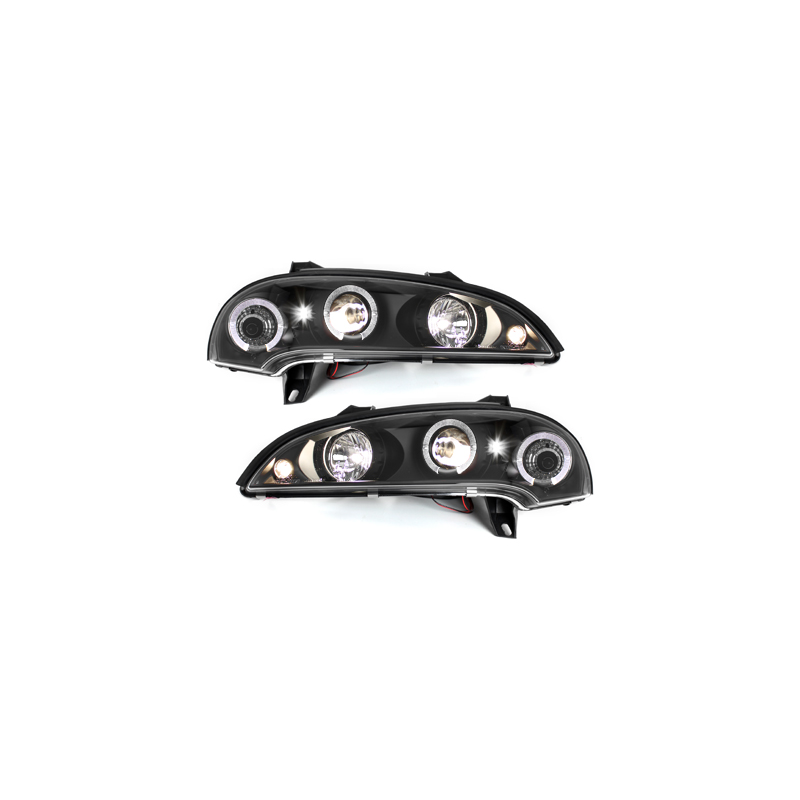 Phares Opel Tigra 94-00  avec 2 Anneaux lumineux Angel Eyes  Noir
