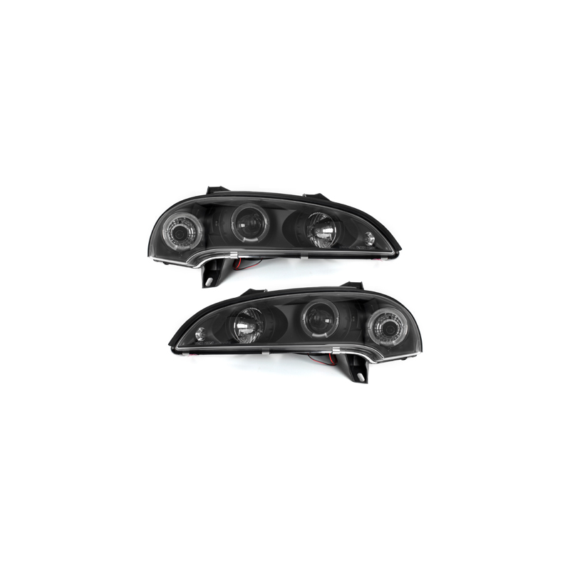 Phares Opel Tigra 94-00  avec 2 Anneaux lumineux Angel Eyes  Noir